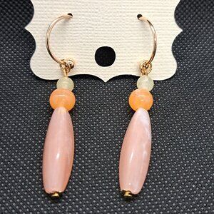Semi Circle Glass Bead Dangle Earrings- Pastel Tones
